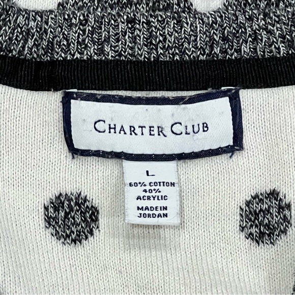 Charter Club Grey Marled Polka-Dot Sweater Size Large - Picture 7 of 8